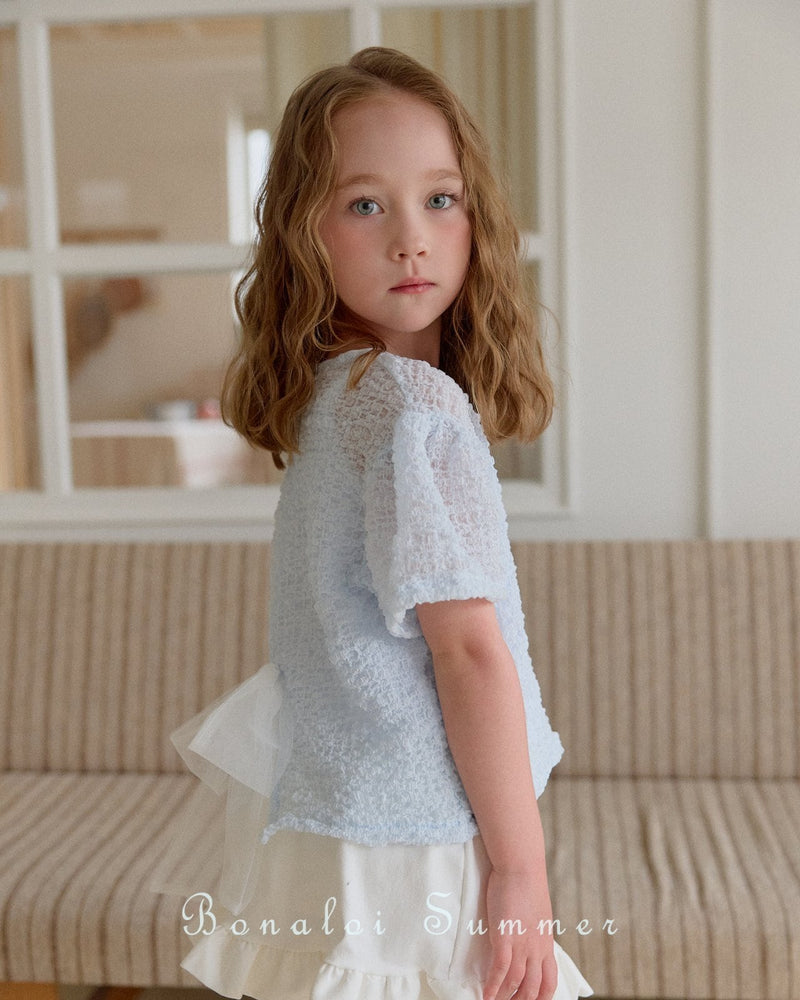 bonaloi / bubble ribbon blouse 25ss【for kids&Jr.】