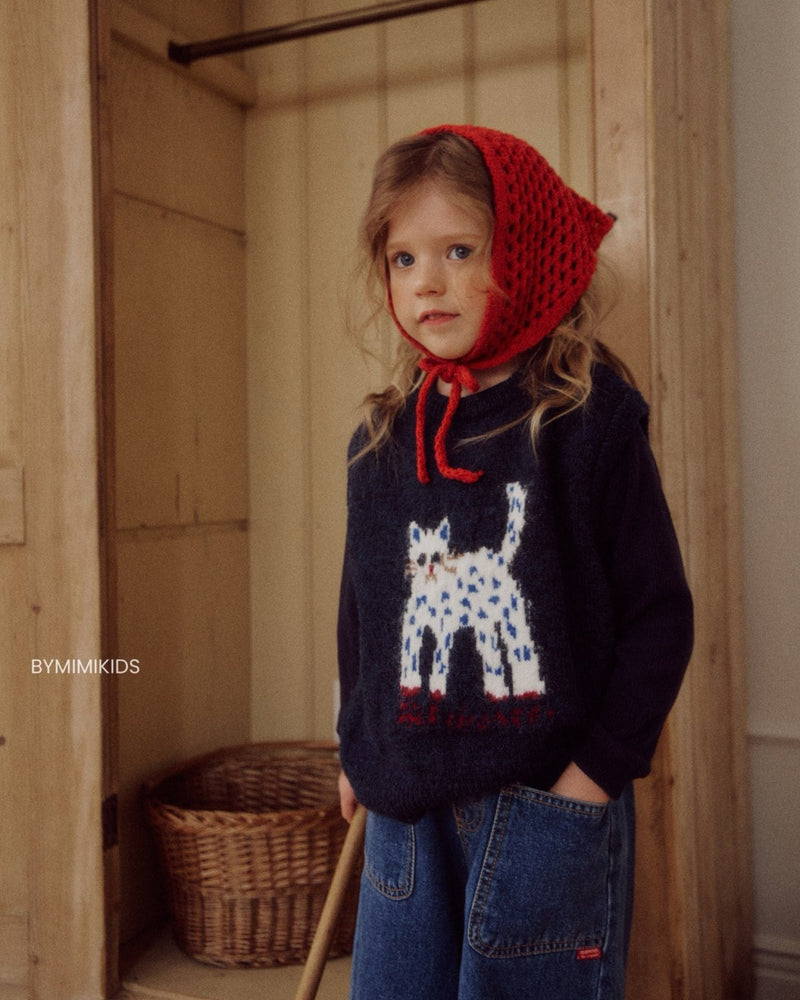 by mimi  / cat knit vest【for kids,Jr. 】