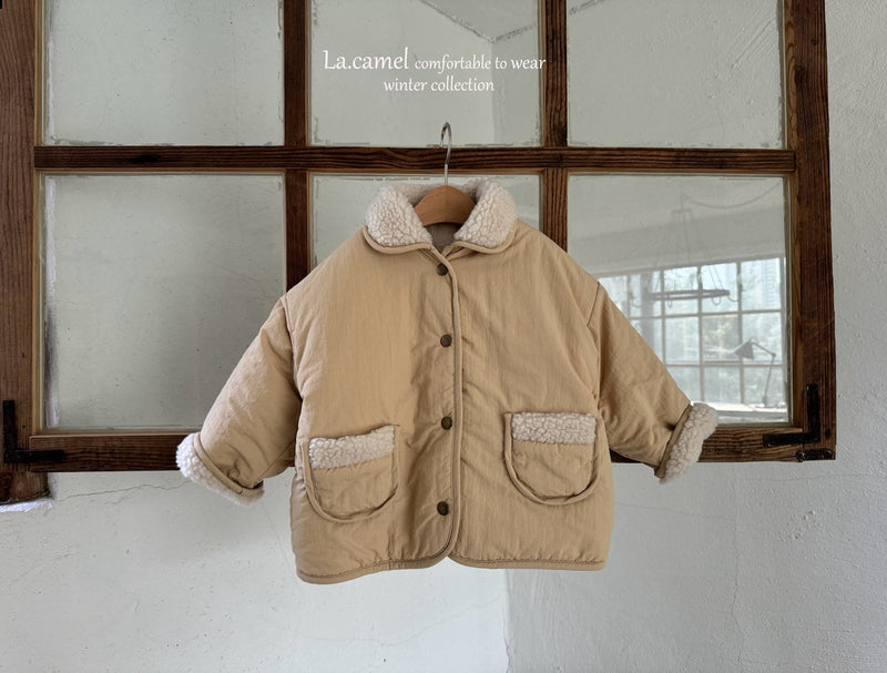 la camel  / reversible bubble padding jacket