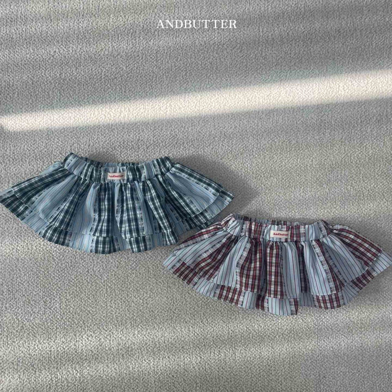 andbutter / check cancan skirt【for kids】