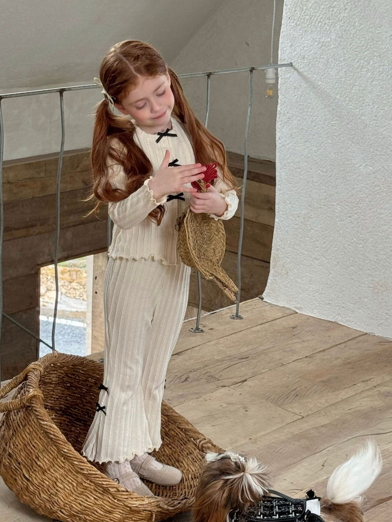 otaly / ribbon cardigan pants set【for kids , jr】(no.5699)