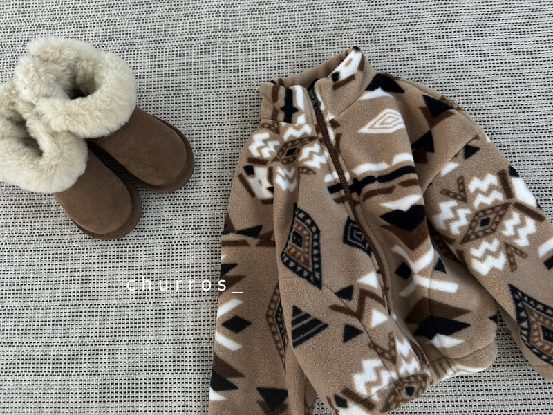 churros / inca fleece zip up【for kids , jr】