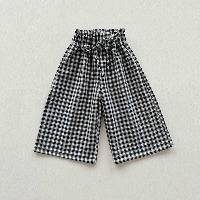 straight check wide pants【for kids , jr. 】