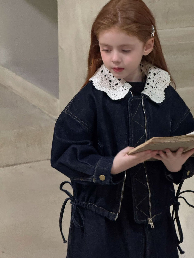 otaly / crochet collar denim jacket【for kids , jr】