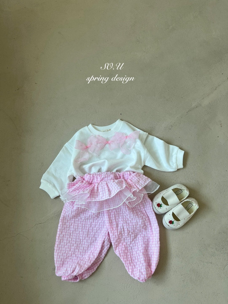 so.u  / check frill pants【for baby,  kids】