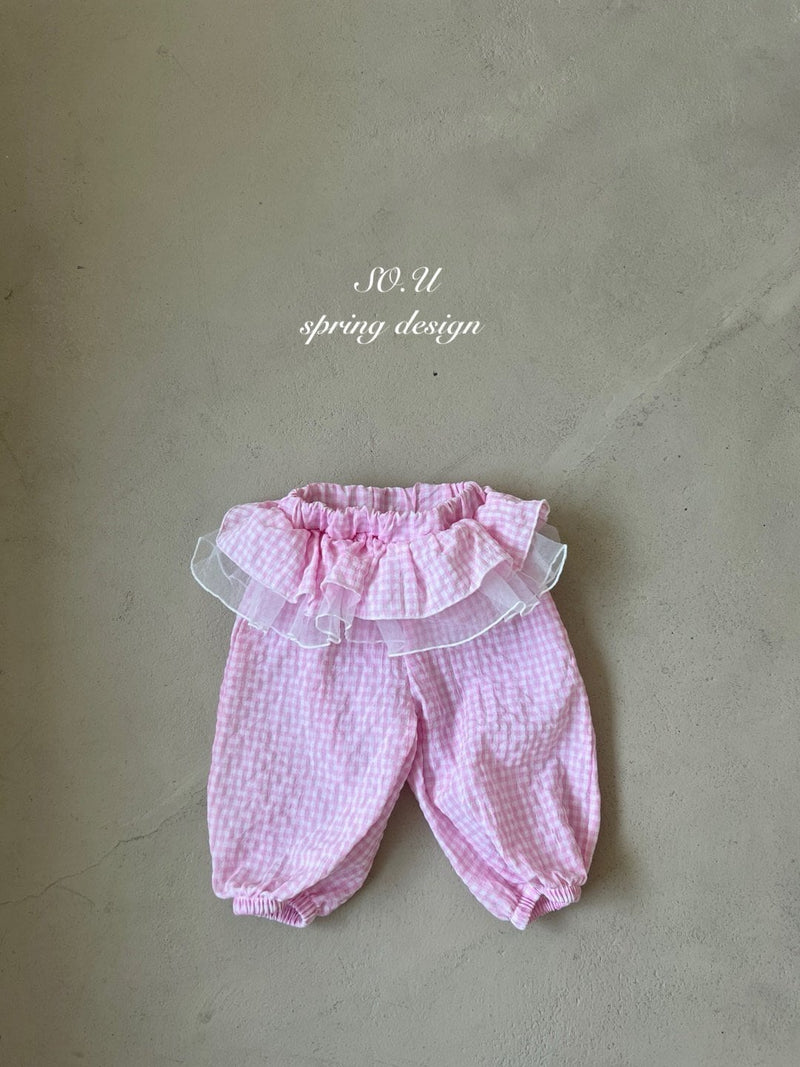 so.u  / check frill pants【for baby,  kids】