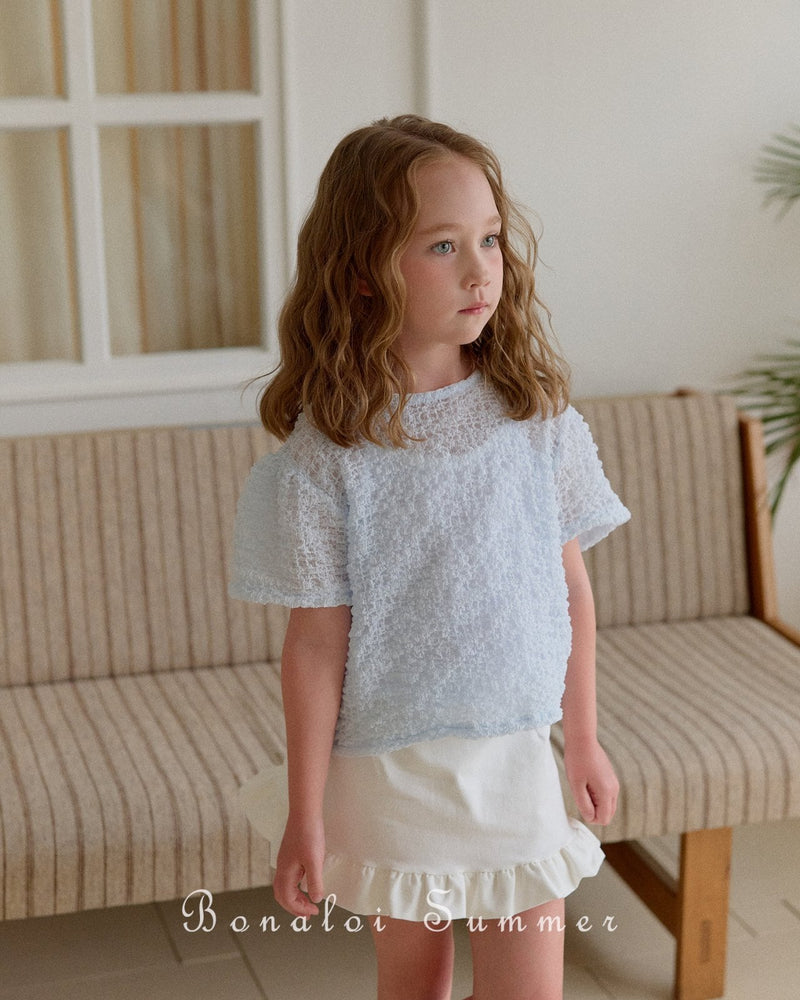 bonaloi / bubble ribbon blouse 25ss【for kids&Jr.】