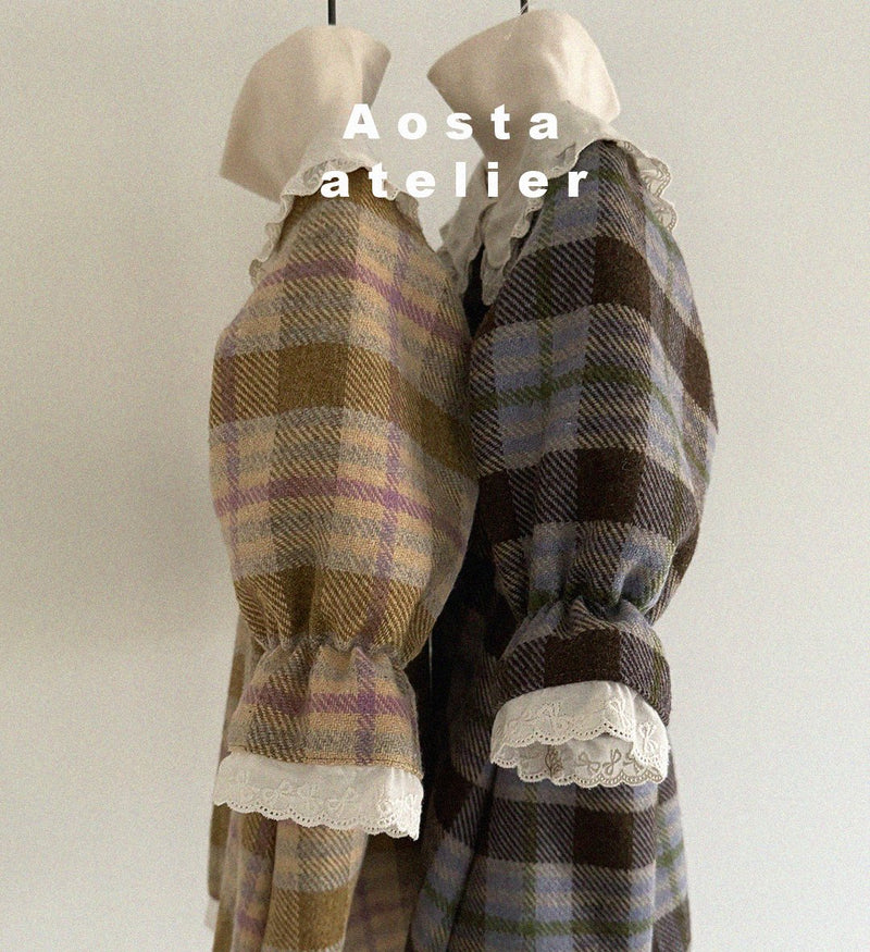 aosta / wool  check dress