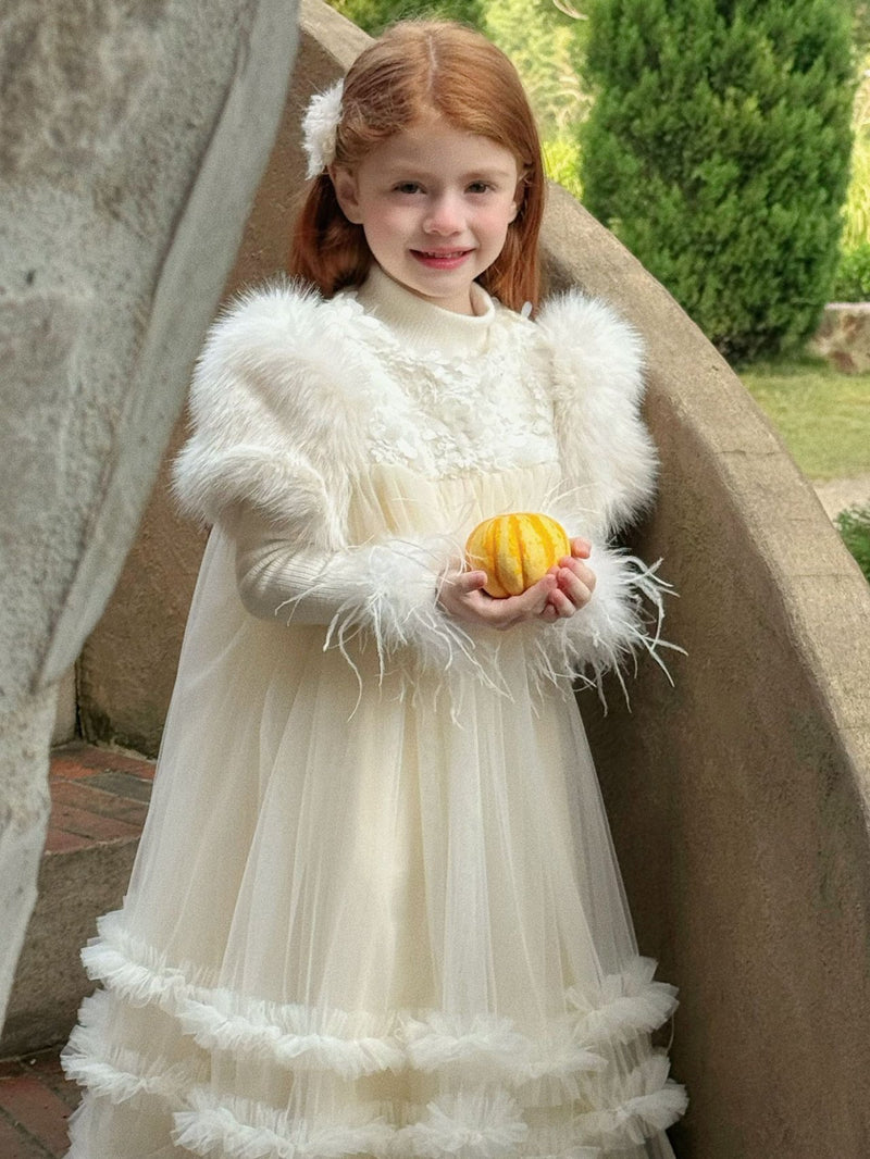 otaly / fur tulle dress【for kids , jr】