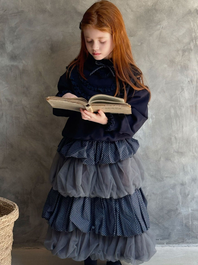 otaly / sheer check skirt【for kids , jr】(no.5721)