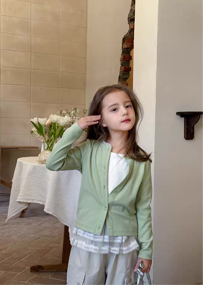 lace collar cardigan 【for kids&Jr.】