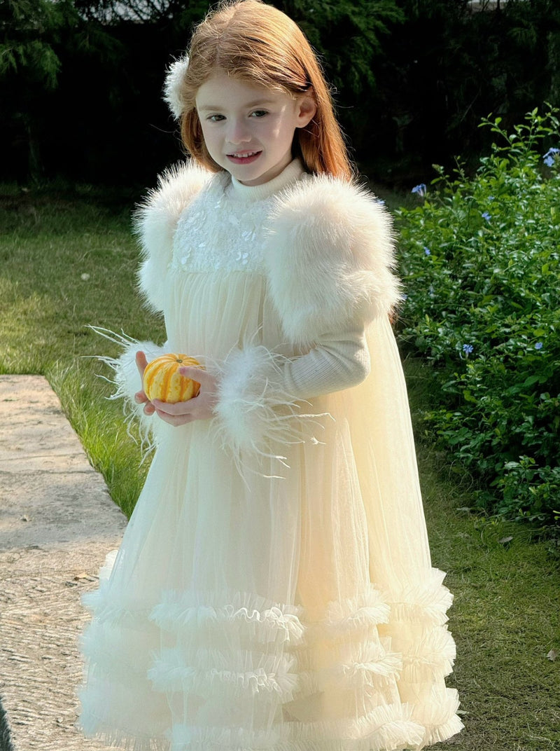 otaly / fur tulle dress【for kids , jr】