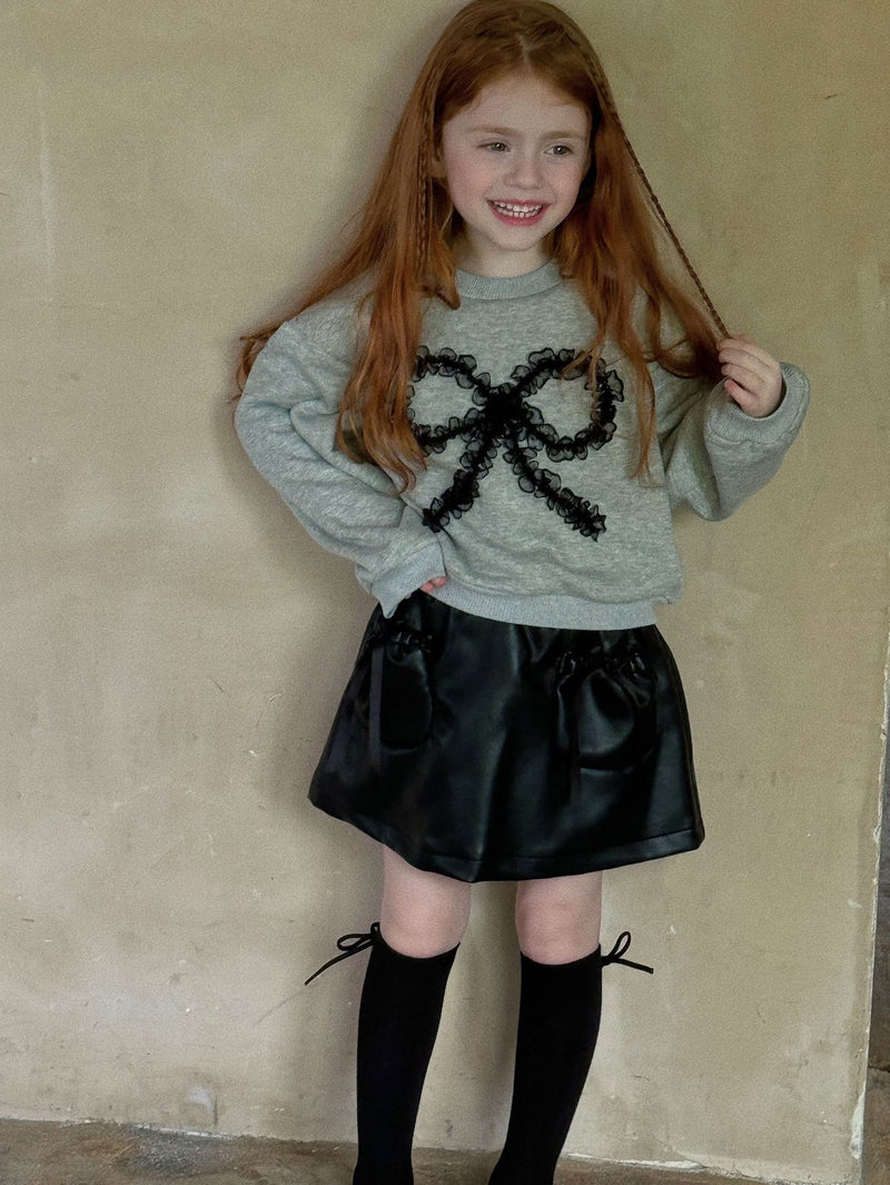 otaly / ribbon leather skirt【for kids , jr】