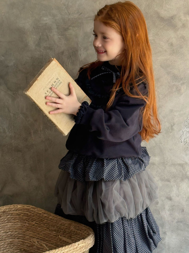 otaly / sheer check skirt【for kids , jr】(no.5721)