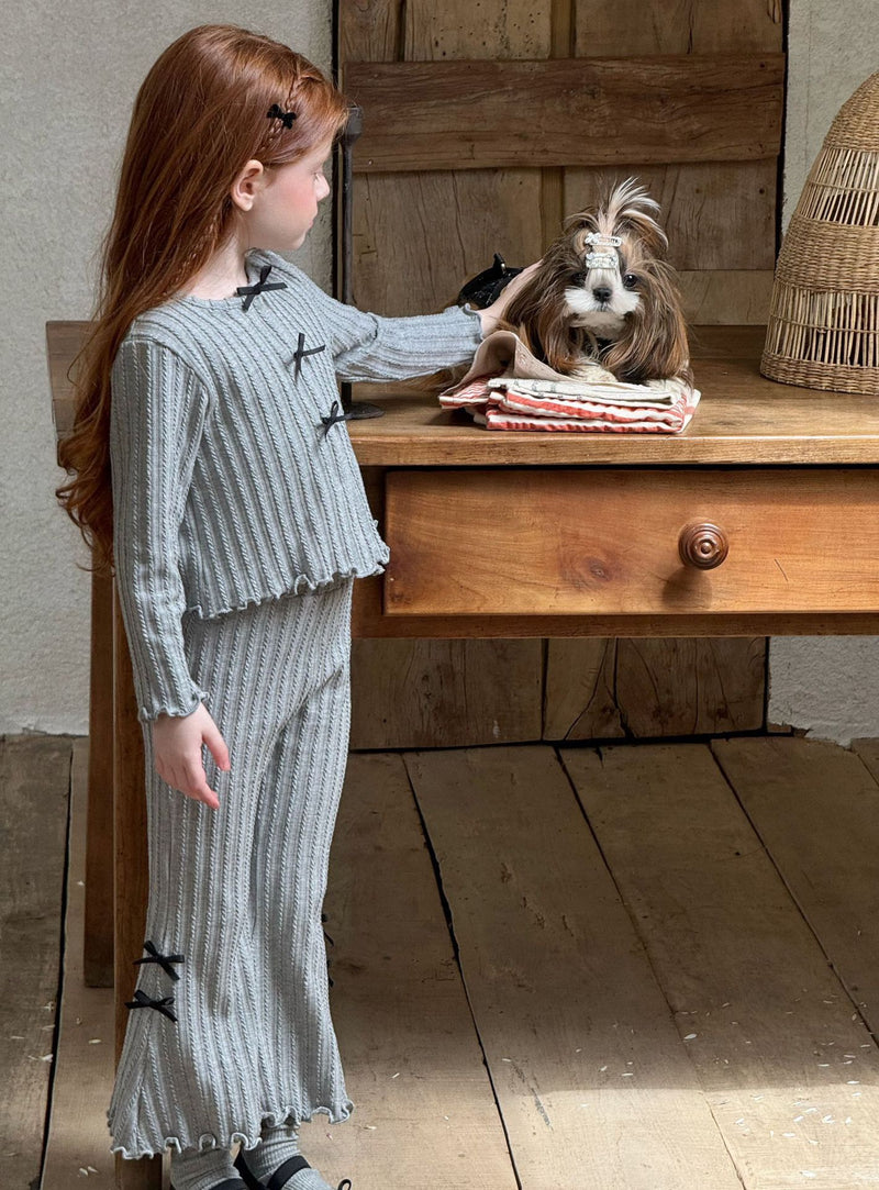 otaly / ribbon cardigan pants set【for kids , jr】(no.5699)