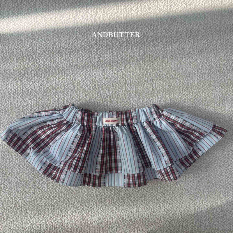 andbutter / check cancan skirt【for kids】