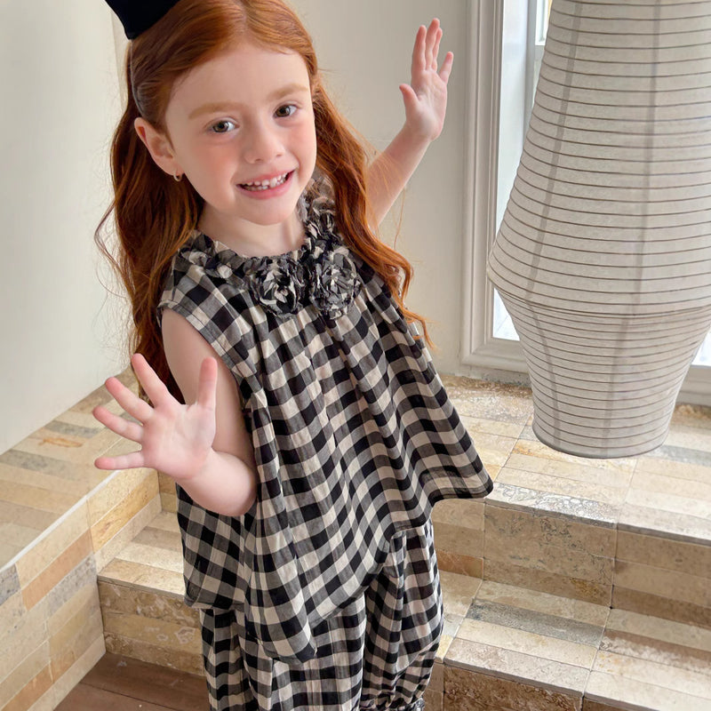 rose gingham check setup 【for kids&Jr.】