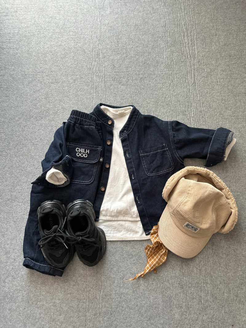 【一部即納 100/120size】indigo denim set up【for kids & jr.】