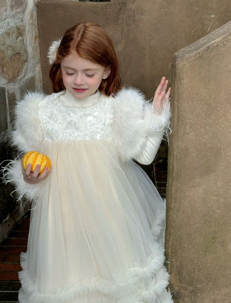 otaly / fur tulle dress【for kids , jr】