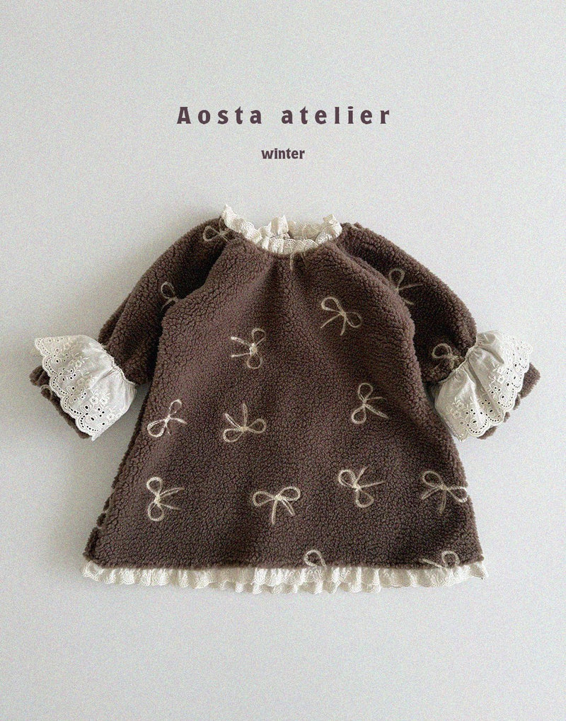 aosta / ribbon fur dress