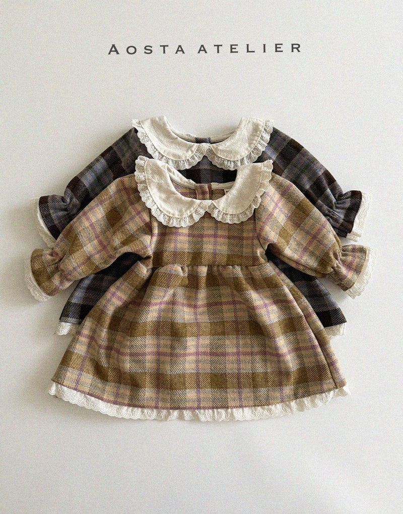 aosta / wool  check dress