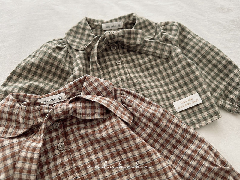 valubebe / check ribbon blouse【for baby, kids 】