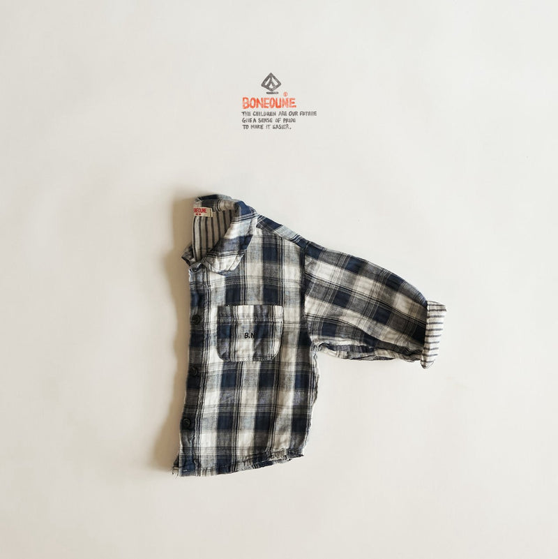 boneoune / double check shirt【for kids, Jr. 】