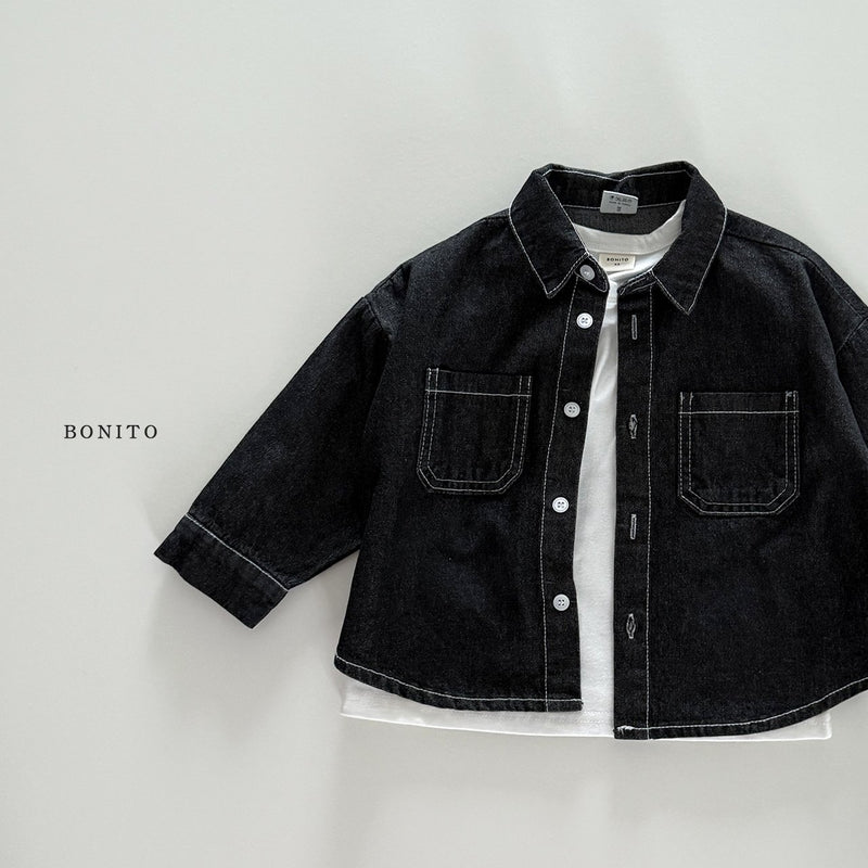 bonito / denim stitch shirt【for kids&Jr.】