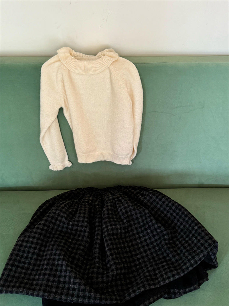 cheng le  / brushed check skirt【for kids , jr】