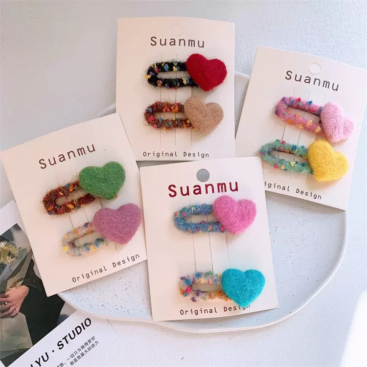 即納 fluffy heart clip（2peace set）