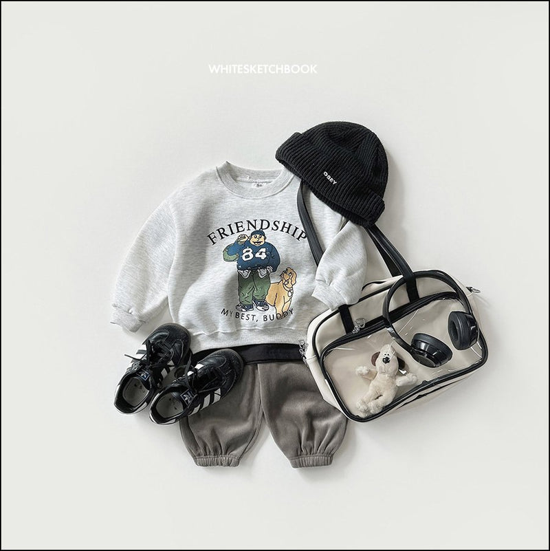 white sketch book / rib mink jogger pants【for kids&Jr.】