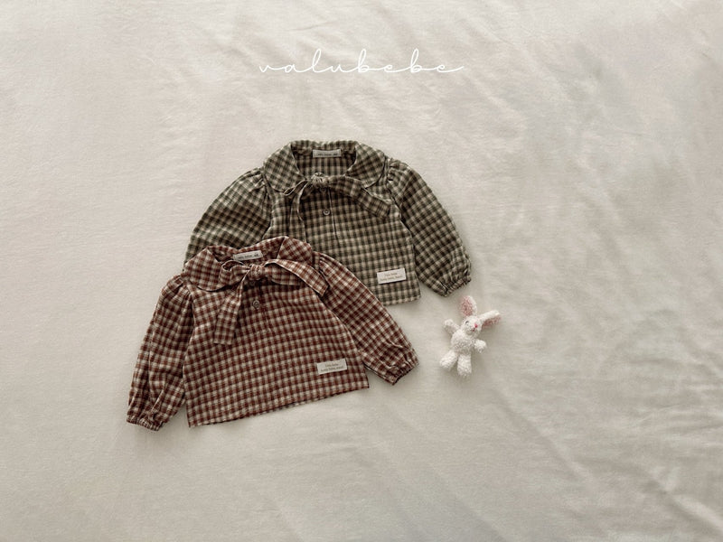 valubebe / check ribbon blouse【for baby, kids 】