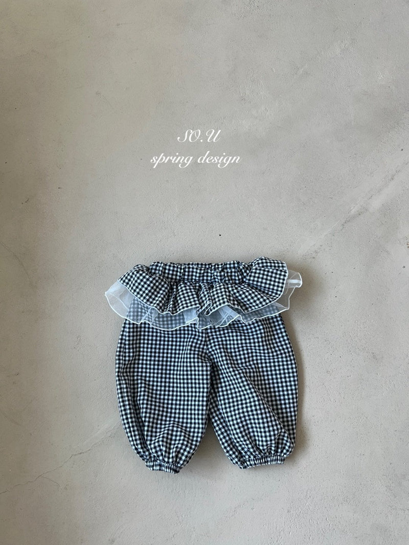 so.u  / check frill pants【for baby,  kids】