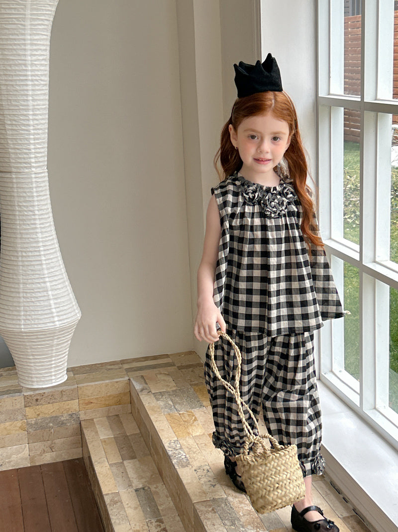 rose gingham check setup 【for kids&Jr.】