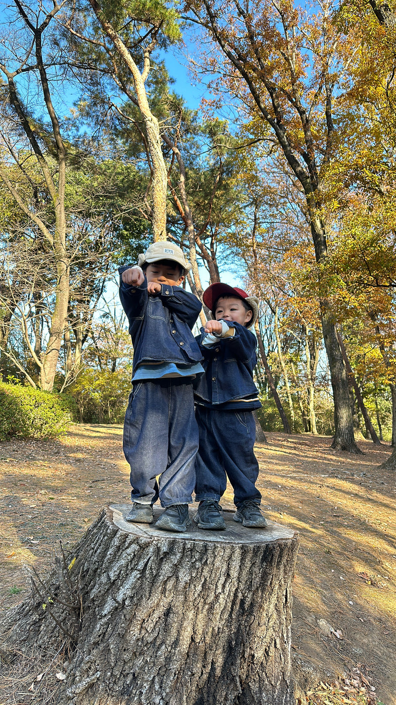 【一部即納 100/120size】indigo denim set up【for kids & jr.】