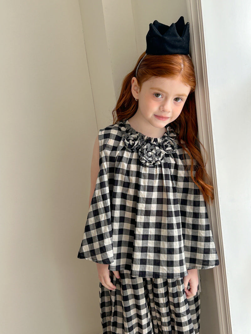 rose gingham check setup 【for kids&Jr.】