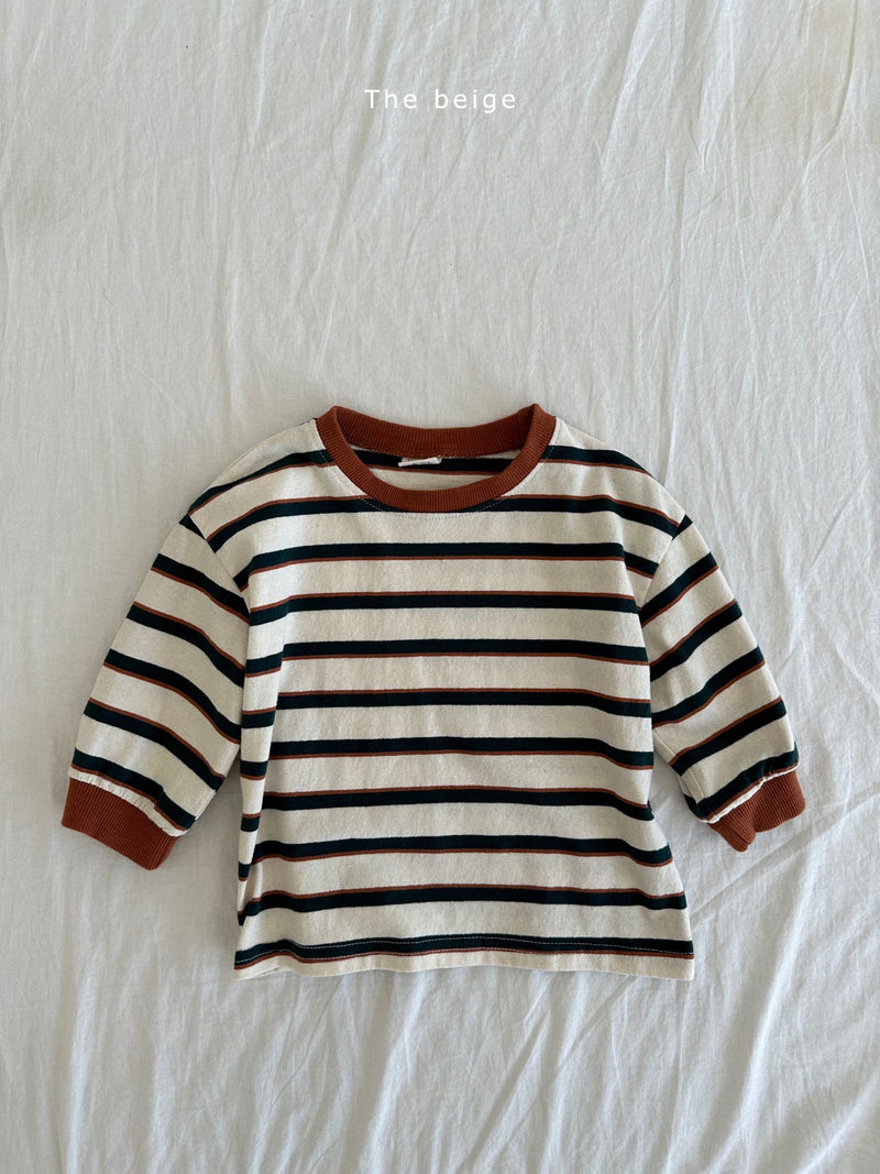 the beige / mulch stripe tee