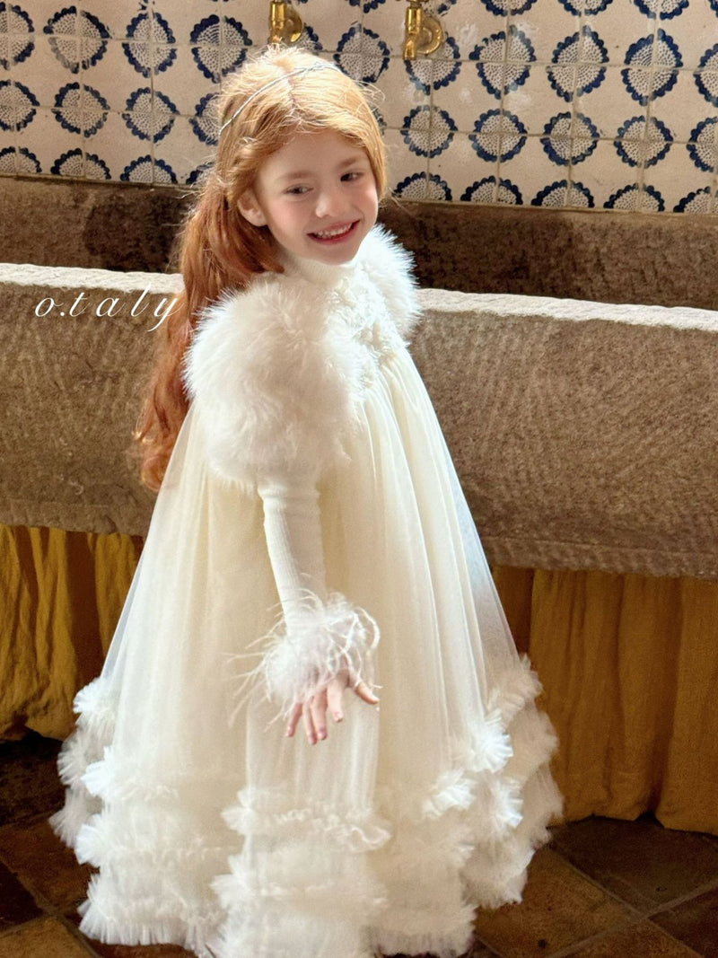 otaly / fur tulle dress【for kids , jr】