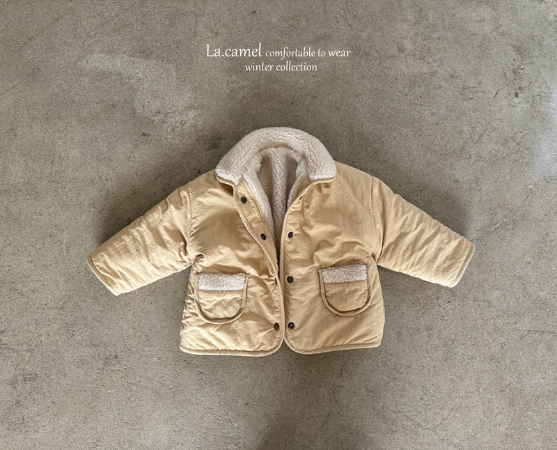 la camel  / reversible bubble padding jacket