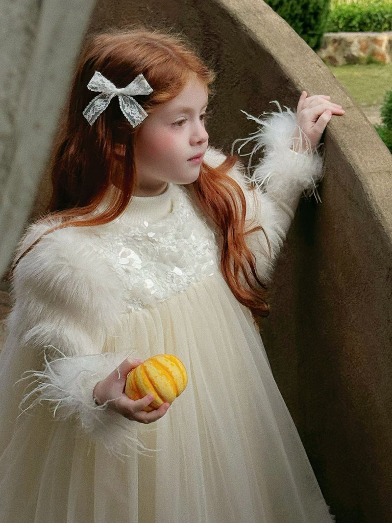 otaly / fur tulle dress【for kids , jr】