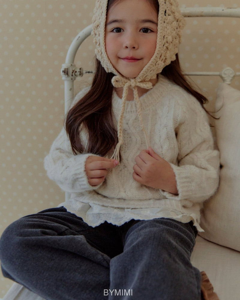 by mimi  / frill knit tee【for kids , jr】