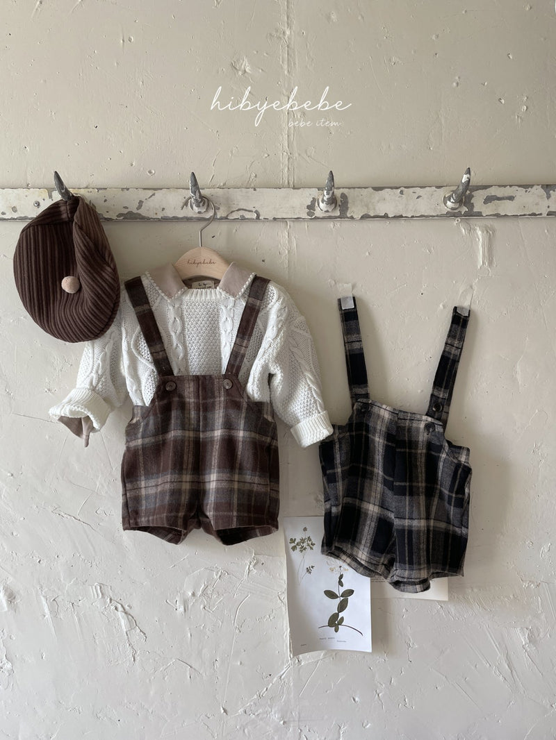 hibyebebe / brauni check overalls pants