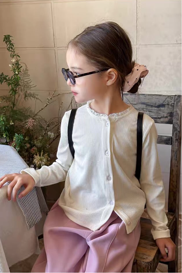 lace collar cardigan 【for kids&Jr.】