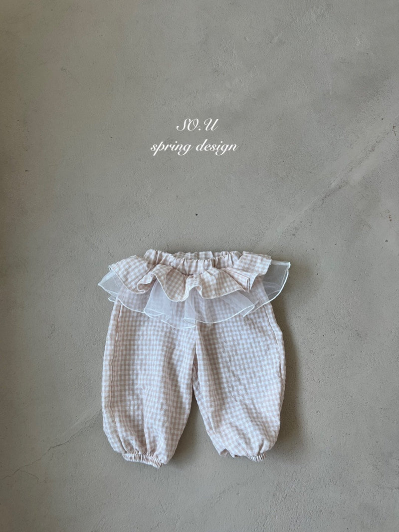 so.u  / check frill pants【for baby,  kids】