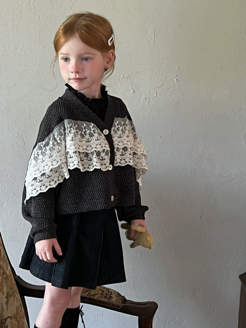 otaly / black lace knit cardigan【for kids , jr】