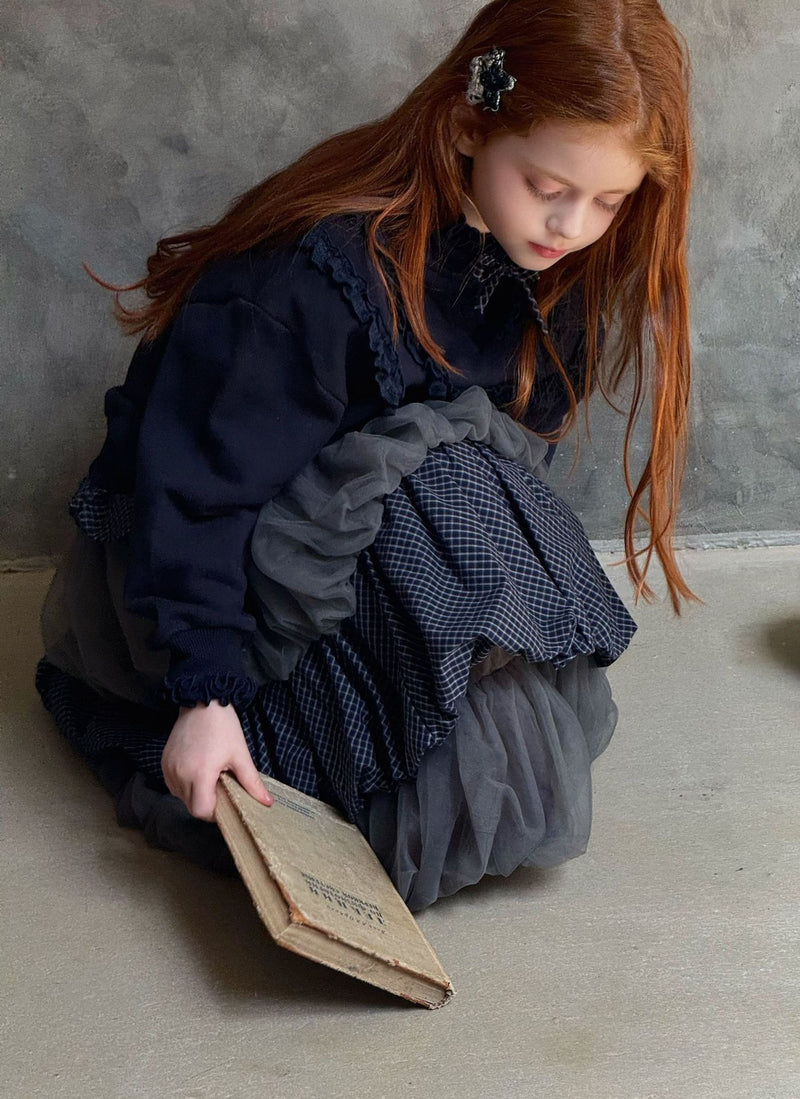 otaly / sheer check skirt【for kids , jr】(no.5721)