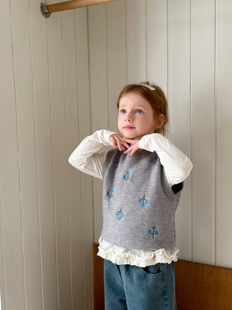 flower knit vest【for kids &  Jr.】