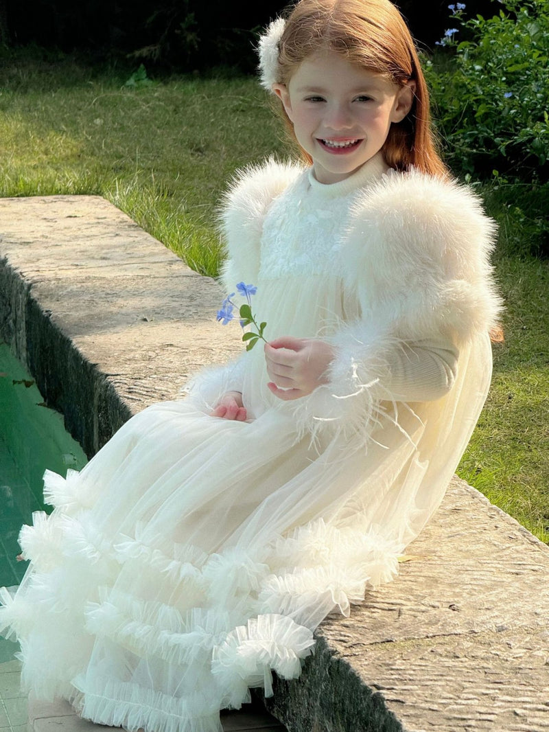 otaly / fur tulle dress【for kids , jr】