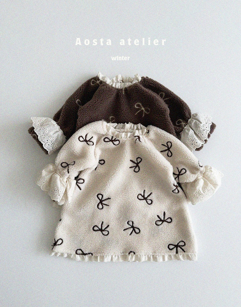 aosta / ribbon fur dress