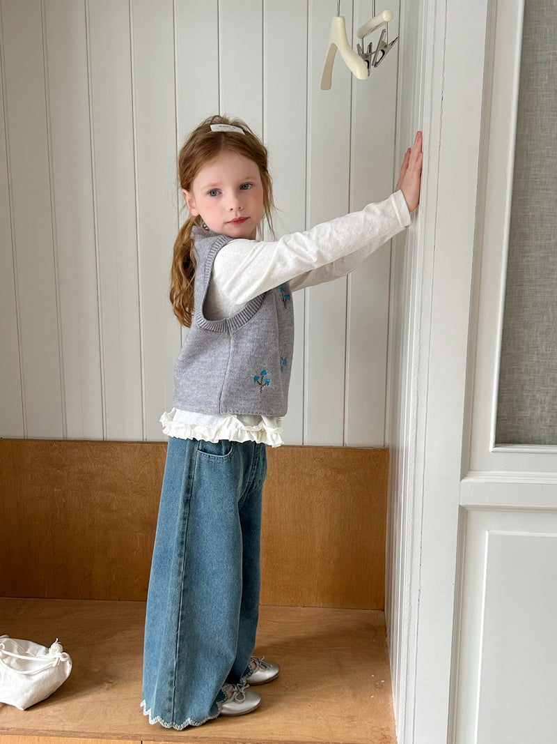 flower knit vest【for kids &  Jr.】